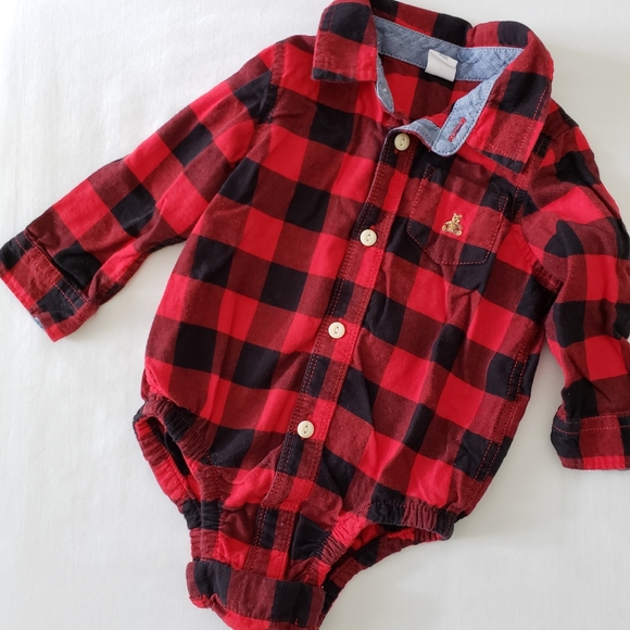baby buffalo plaid onesie